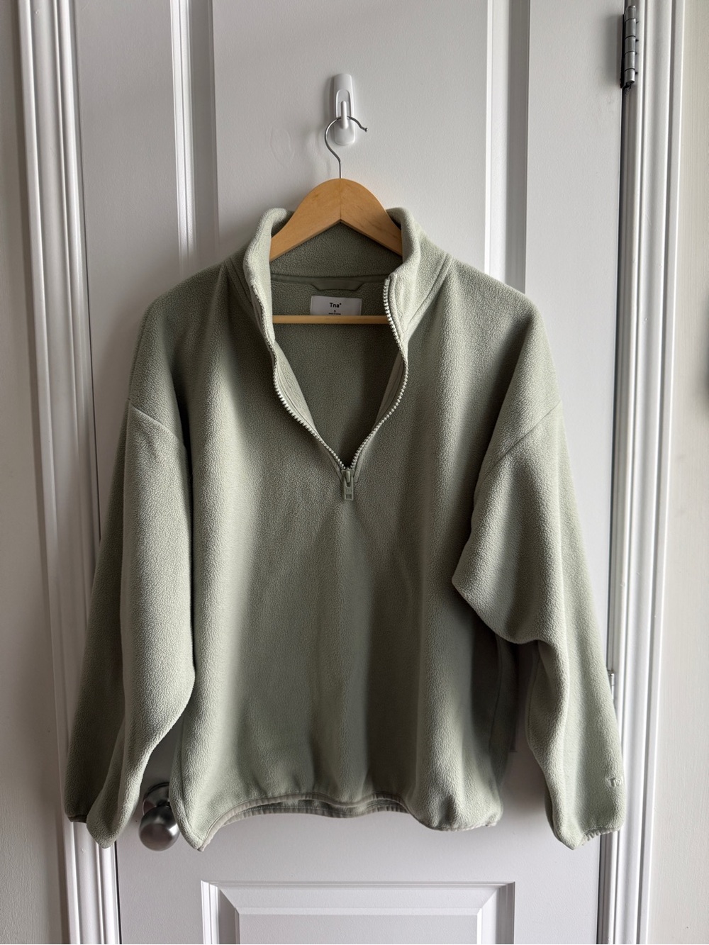 TNA Aritzia Sage Green Fleece Quarter Zip Pullover Small